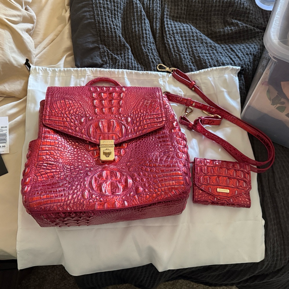Brahmin Liz Red Dragon Melbourne Backpack and Wallet - Picture 6 of 11